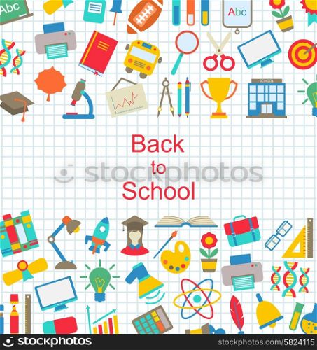 Illustration Set of School Icons, Back to School Objects - Vector