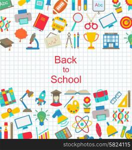 Illustration Set of School Icons, Back to School Objects - Vector