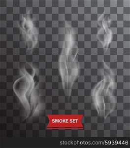 . Illustration Set of Transparent Smokes on a Plaid Background - Vector