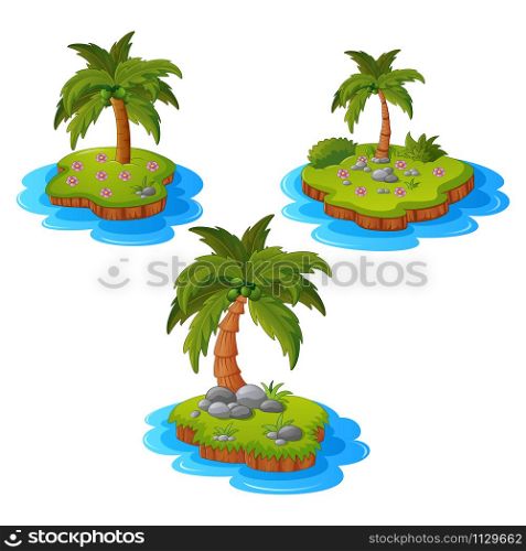 Illustration set of tropical island