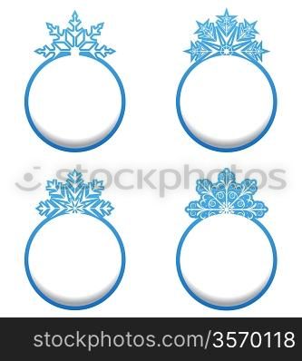 Illustration set of variation label with snowflakes isolated - vector