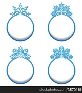 Illustration set of variation label with snowflakes isolated - vector