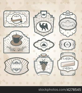 Illustration set of vintage ornate labels, decor design elements - vector