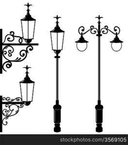 Illustration set of vintage various streetlamp - vector