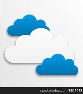Illustration set paper clouds isolated on white background - vector