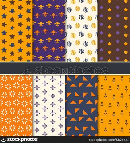 Illustration Set Seamless Patterns for Happy Halloween, Abstract Textures for Fabrics - Vector