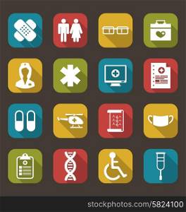 Illustration Set Trendy Flat Medical Icons for Web Design - Vector