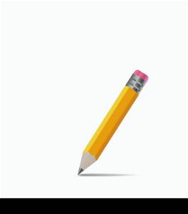 Illustration sharpened wooden pencil with shadow, on white background - vector