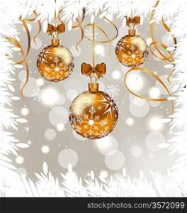 Illustration shimmering background with Christmas balls - vector