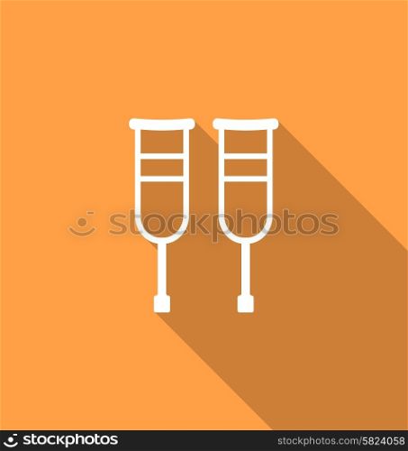 Illustration Simple Pair Crutches, Flat Icon with Long Shadow - Vector Illustration Simple Pair Crutches, Flat Icon with Long Shadow - Vector