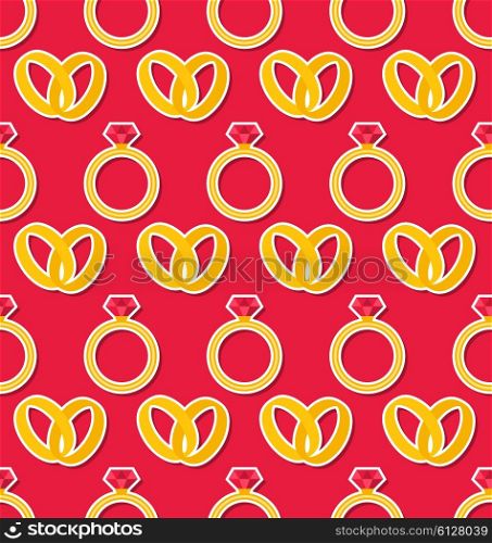 Illustration Simple Seamless Wallpaper with Rings for Valentines Day or Wedding - Vector