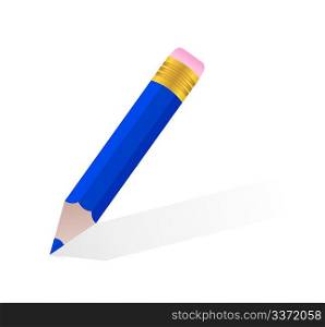 Illustration single blue pencil - vector;