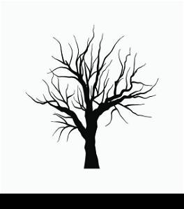 Illustration sketch of dead tree without leaves , isolated on white background - vector