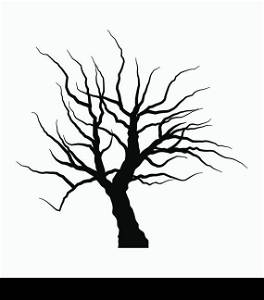 Illustration sketch of dead tree without leaves , isolated on white background - vector