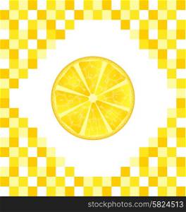 Illustration Sliced Lemon on Yellow Tiled Background - Vector