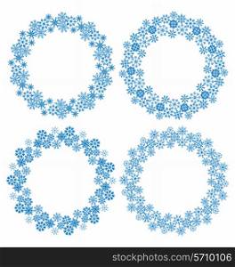 Illustration snowflakes circle frames for Christmas holiday - vector