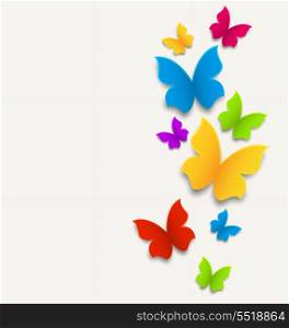 Illustration spring card with butterflies, colorful composition - vector