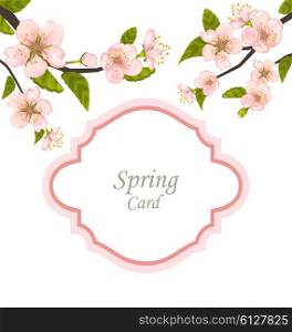 Illustration Spring Elegant Card with Blossoming Tree Branches - Vector