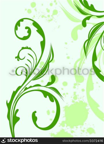 Illustration spring grunge flower and leaf green. Vector