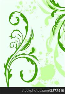 Illustration spring grunge flower and leaf green. Vector
