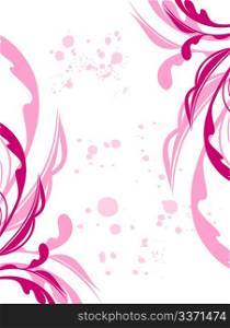 Illustration spring grunge flower and leaf pink. Vector
