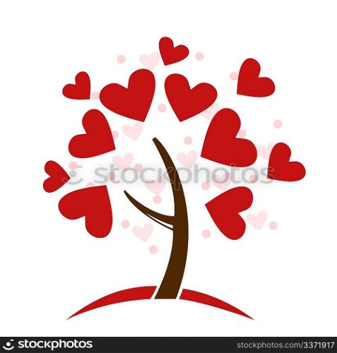 Illustration stylized love tree made of hearts - vector
