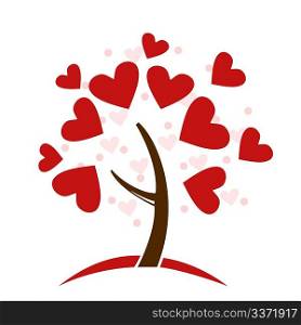 Illustration stylized love tree made of hearts - vector