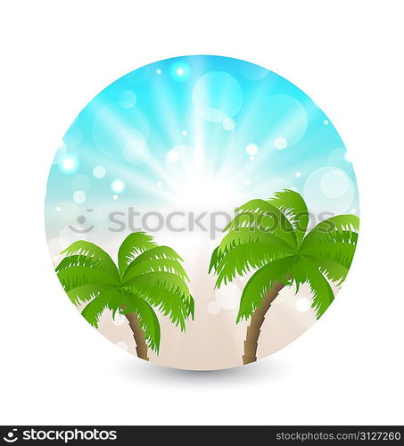 Illustration summer holiday picture with sunlight and palm leaves - vector