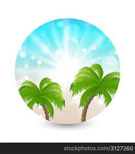 Illustration summer holiday picture with sunlight and palm leaves - vector