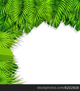 Illustration Summer Nature Background with Green Tropical Leaves. Illustration Summer Nature Background with Green Tropical Leaves - Vector