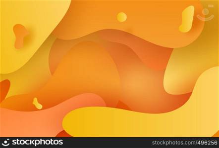 illustration summertime for cover designs.Modern future Poster template background.Creative design paper with business card.Paper cut and craft style.Plastic liquid gradient waves yellow pastel.vector