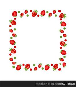 Illustration Sweet Frame Made of Strawberry with Copy Space for Your Text - Vector