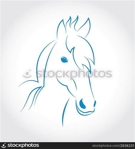 Illustration symbol outline head horse isolated on white background - vector