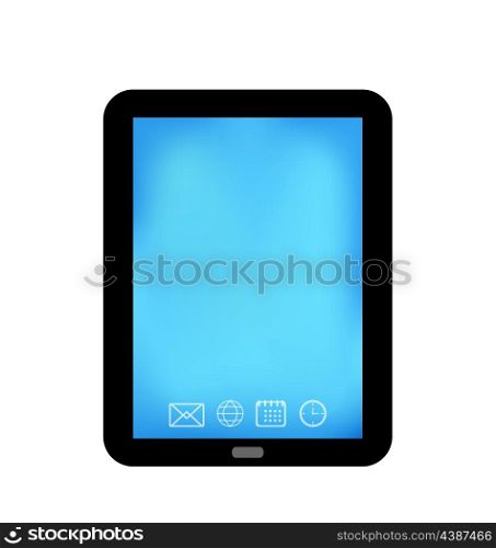 Illustration tablet computer with panel navigation, smart device isolated - vector