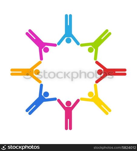 Illustration Team Colorful Simple Icons of People Connected, Unity Business People - Vector
