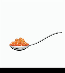 Illustration teaspoon with red caviar isolated on white background - vector