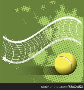 Illustration Tennis Ball and Grid on a Green Background
