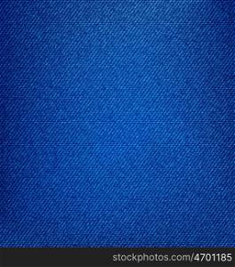 Illustration Textured Blue Jeans Denim, Fabric Background. Textile Pattern - Vector