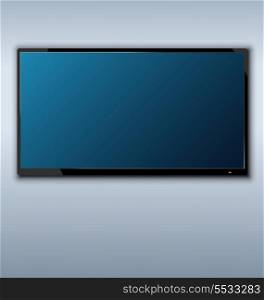 Illustration tft tv hanging on the wall background - vector