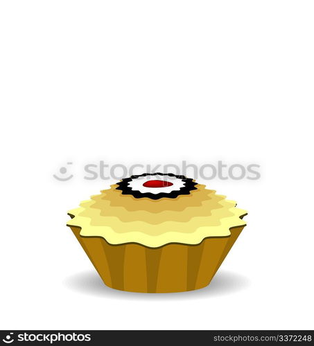 Illustration the cute cupcake isolated on white background - vector