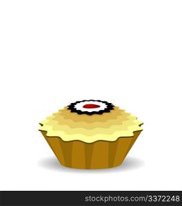 Illustration the cute cupcake isolated on white background - vector