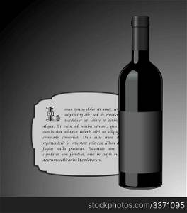 Illustration the elite wine bottle with black blank label for design invitation card - vector