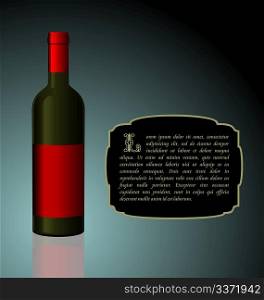 Illustration the elite wine bottle with red blank label for design invitation card - vector