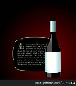 Illustration the elite wine bottle with white blank label for design invitation card - vector