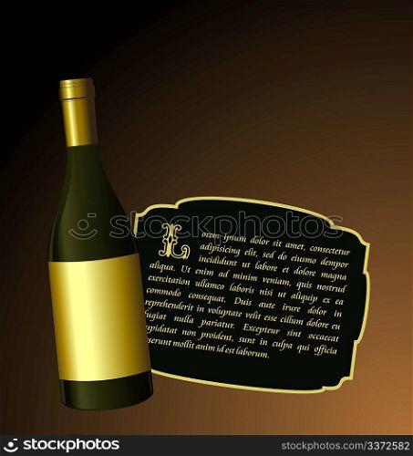 Illustration the elite wine bottle with white gold label for design invitation card - vector