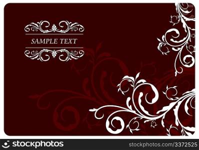 Illustration the floral red background for design card - vector