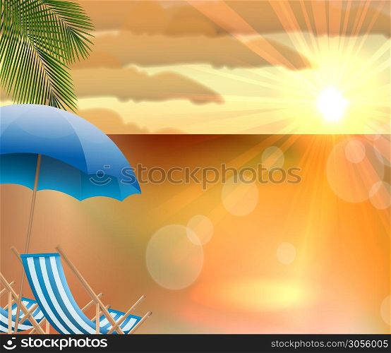 Illustration the sunset summer background on beach
