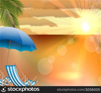 Illustration the sunset summer background on beach