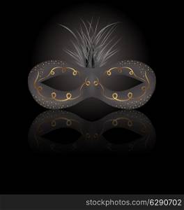 Illustration theater or Carnival mask with reflection on black background - vector
