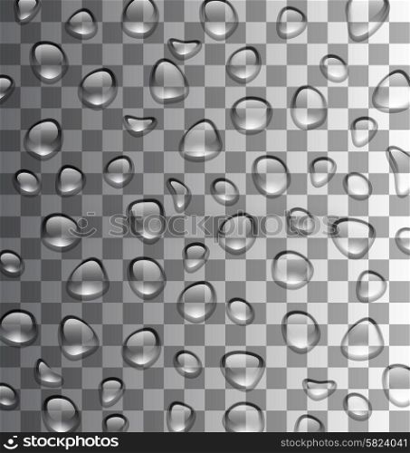 Illustration Transparent set Water Drops on Grey Background - Vector
